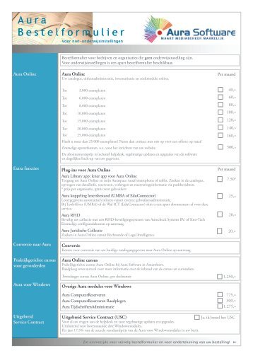 Bestelformulier Aura Online - Aura Bibliotheek Software