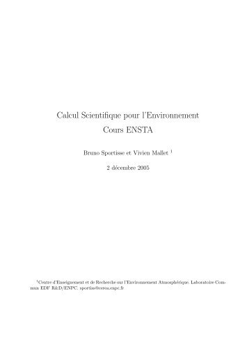 Calcul Scientifique pour l'Environnement Cours ... - Cerea - ENPC