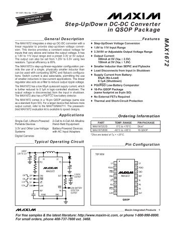 MAX1672 Step-Up/Down DC-DC Converter in QSOP Package