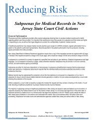 Subpoenas for Medical Records in New Jersey State Court Civil ...