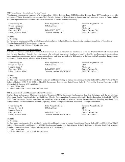 Personal Classifications 90ET Expeditionary Securi