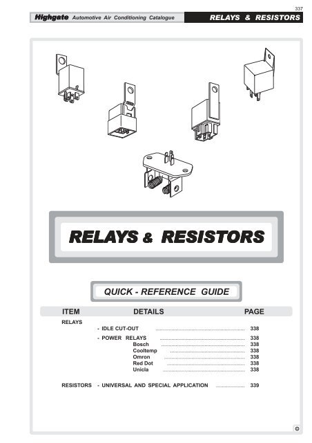 Relays Resistors Highgate Car Air