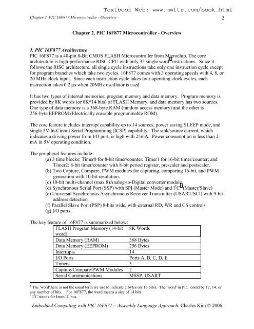 Chapter 2. PIC 16F877 Microcontroller - MWFTR