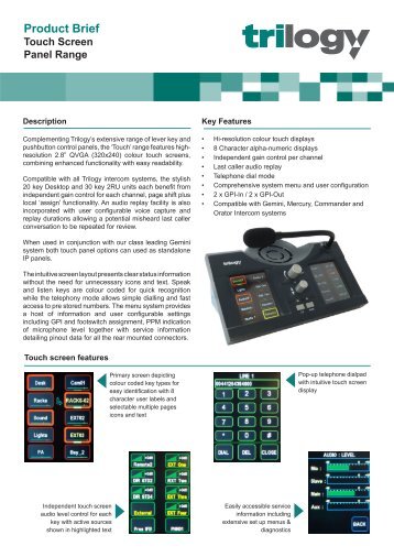 Download Touch Panels - Trilogy Communications