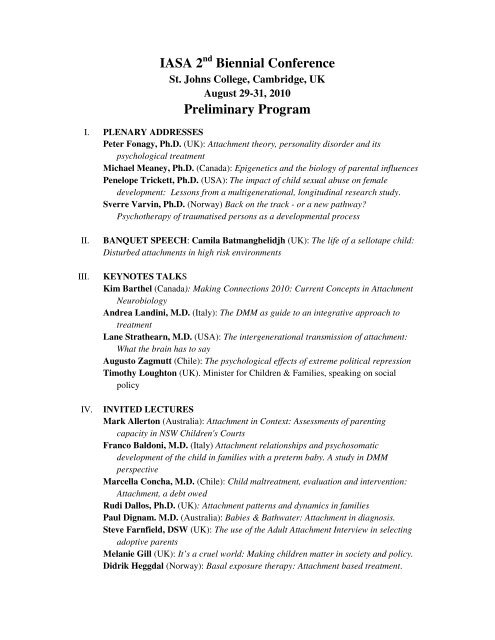IASA 2 Biennial Conference Preliminary Program