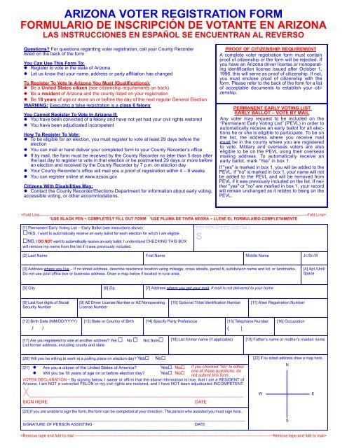 Arizona Voter Registration Form - Apache County