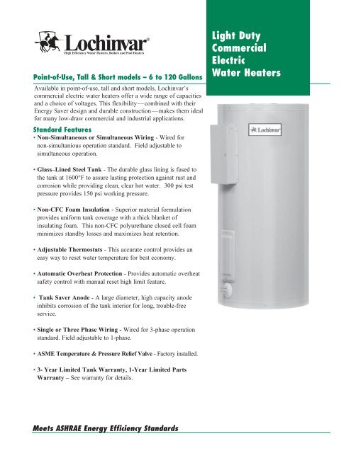 Light Commercial Electric Water Heaters