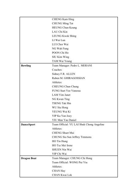 Hong Kong Delegation for Olympic Games - Sports Federation ...