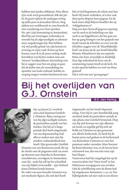 Bij het overlijden van G.J. Ornstein - Kerk en IsraÃ«l
