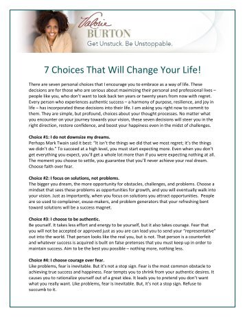 7 Choices That Will Change Your Life! - Valorie Burton