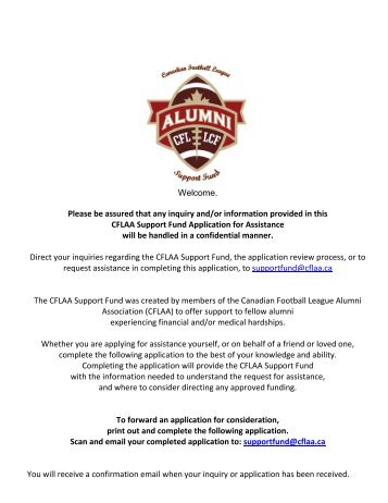 CFLAA Support Fund Application for Assistance - Canadian Football ...