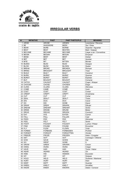 IRREGULAR VERBS - The British House