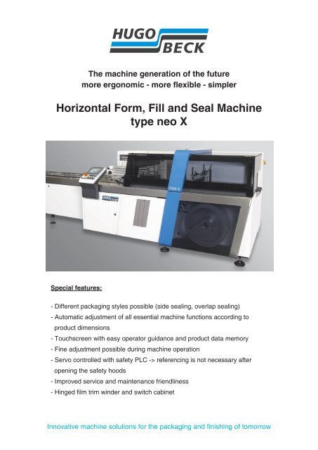 Horizontal Form, Fill and Seal Machine type neo X - Hugo Beck ...