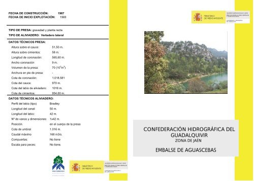 Datos sobre el pantano del Aguascebas.
