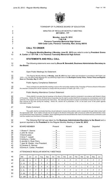 06-25-12 Regular - Florence Township School District
