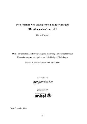 Die Situation von unbegleiteten minderjährigen Flüchtlingen in ...