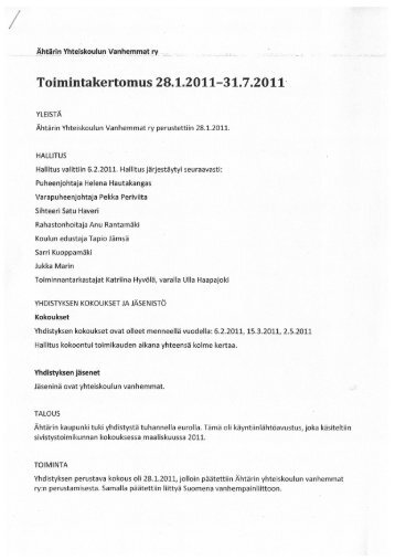 Toimintakertomus 28.L2011-3L7.2011 - Ähtäri