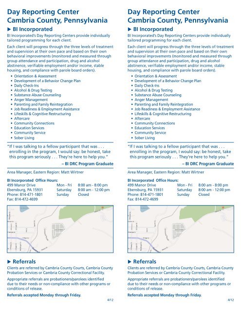 Day Reporting Center Brochure - Cambria County