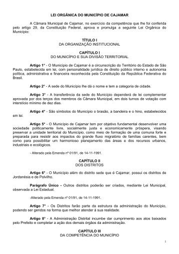 Lei Organica Municipal.pdf - Prefeitura de Cajamar