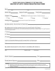 MA Thesis Registration Form - United Theological Seminary of the ...