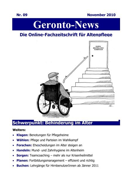 Nr. 09 November 2010  Geronto-News Die Online-Fachzeitschrift für