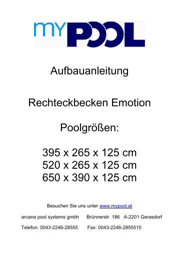 Aufbauanleitung 125cm herunterladen - Apoolco GmbH Pool + ...