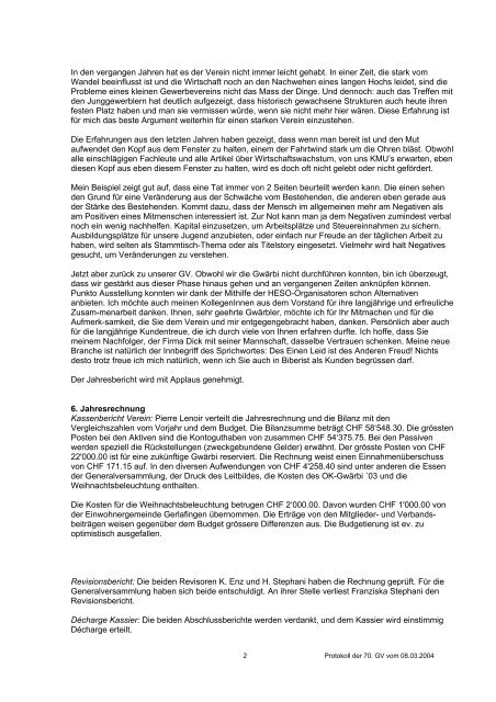 Protokoll der GV vom 08.03.04 - Gewerbeverein beider Gerlafingen