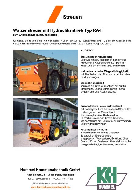 Streuen Walzenstreuer mit Hydraulikantrieb Typ RA-F