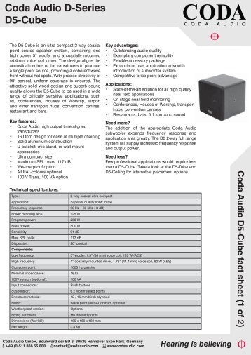 Coda Audio D5-Cube fact sheet.indd