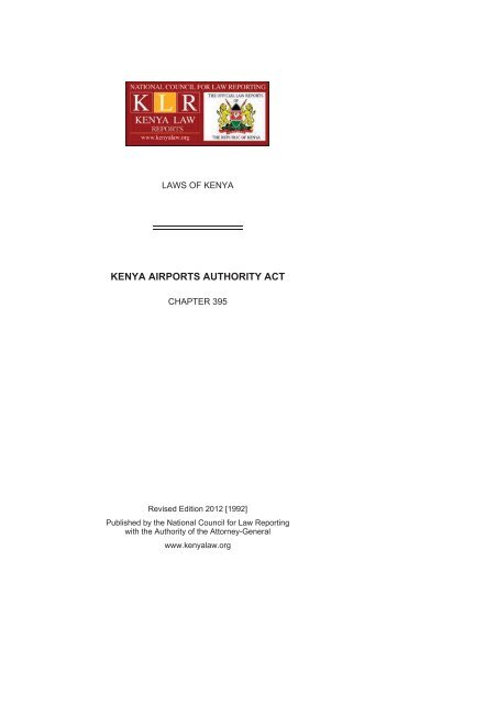 Kenya Airports Authority Act (Cap 395) - Kenya Law Reports