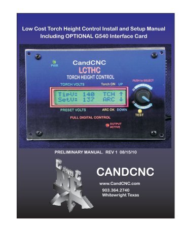 Low Cost Torch Height Control Install and Setup Manual - CandCNC