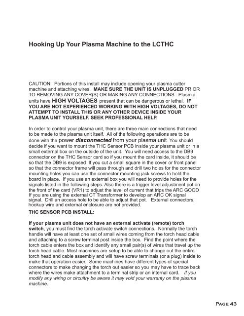 Low Cost Torch Height Control Install and Setup Manual - CandCNC