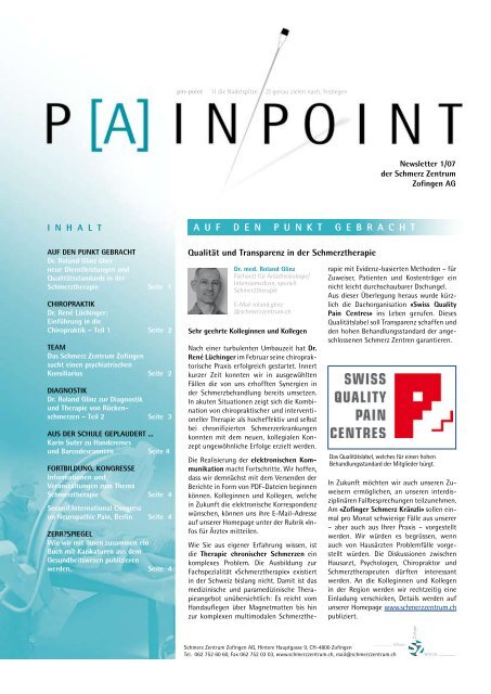 Download p[a]inpoint 1-07 - Schmerz Zentrum Zofingen