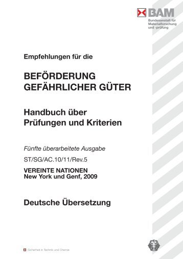 Empfehlungen für die Beförderung gefährlicher ... - Gefahrgut Online