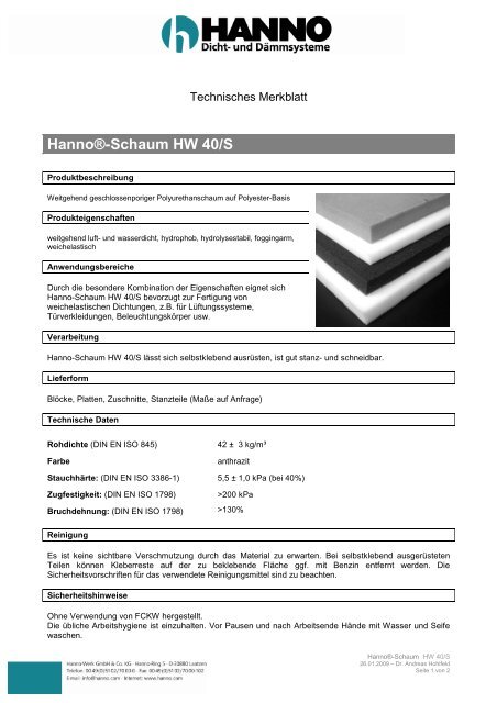 HannoÂ®-Schaum HW 40/S