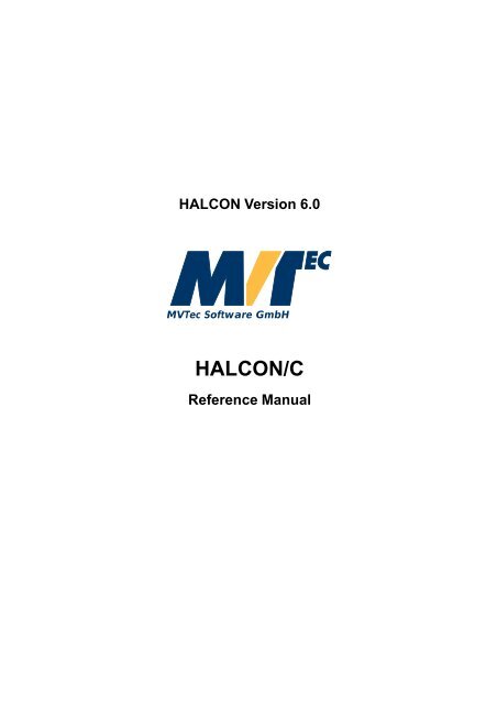 Reference Manual HALCON/C