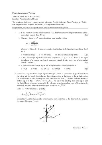 Exam in Antenna Theory - Space.irfu.se