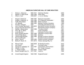 Inductees List - American Furniture Hall of Fame