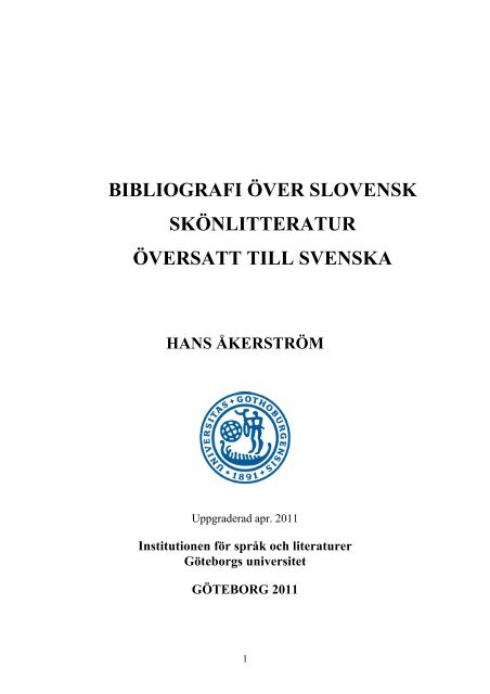 Bibliografi över slovensk skönlitteratur översatt till ... - Slaviska språk