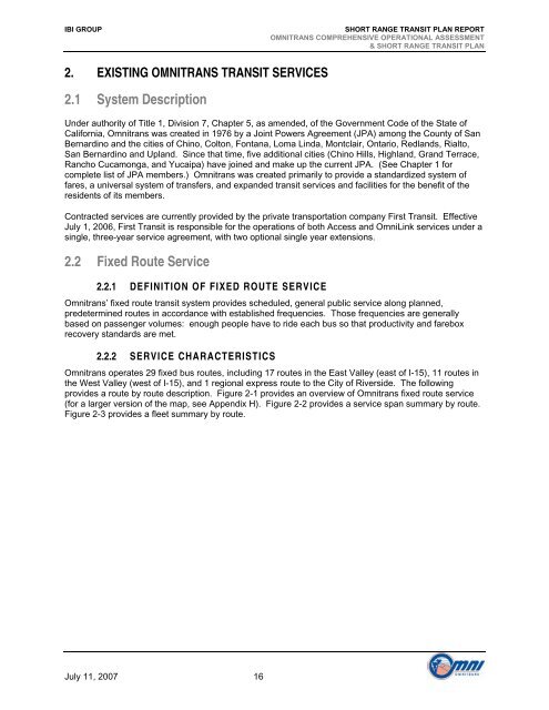 Short Range Transit Plan 2008-2013 - Omnitrans