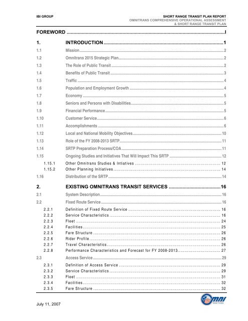 Short Range Transit Plan 2008-2013 - Omnitrans