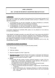 APPEL A PROJETS : ARC : ACTIONS DE RECHERCHE ...