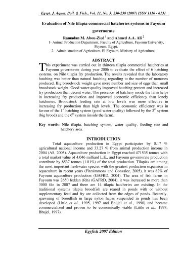 Egyfish 2007 Edition Evaluation of Nile tilapia commercial ...