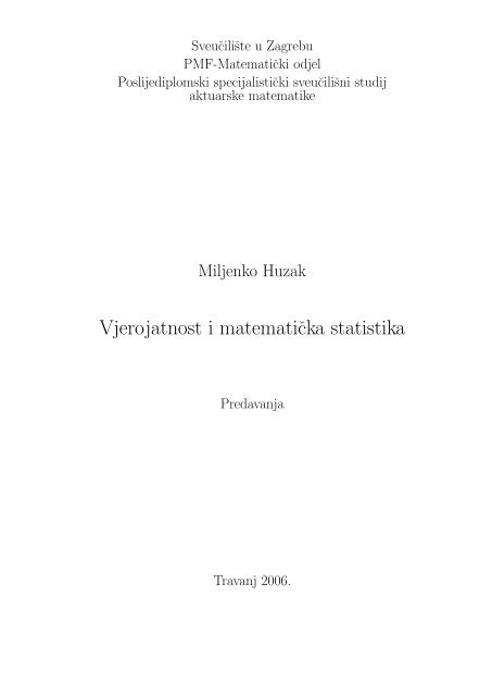 Vjerojatnost i matematička statistika - Poslijediplomski specijalistički ...