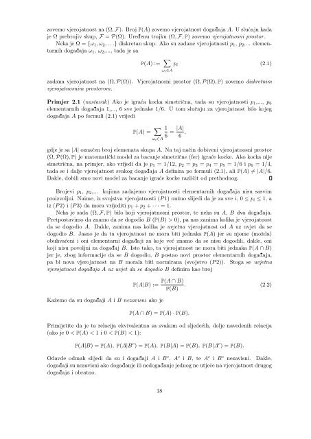 Vjerojatnost i matematička statistika - Poslijediplomski specijalistički ...