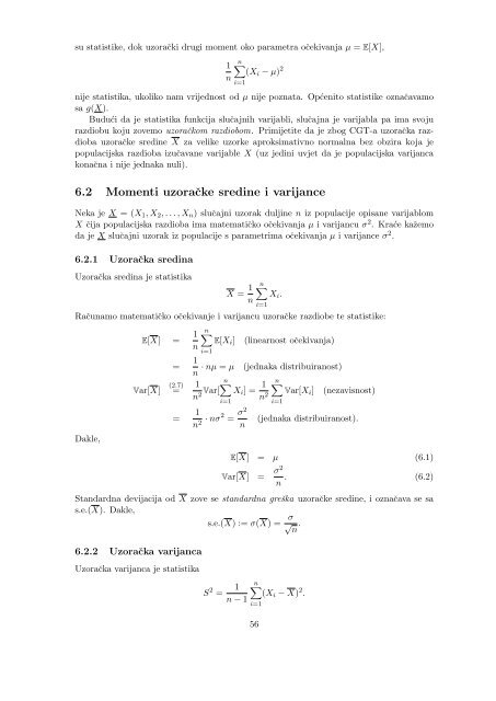 Vjerojatnost i matematička statistika - Poslijediplomski specijalistički ...