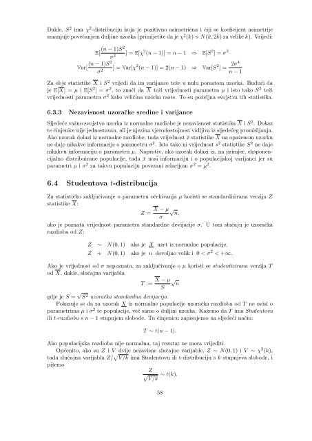 Vjerojatnost i matematička statistika - Poslijediplomski specijalistički ...