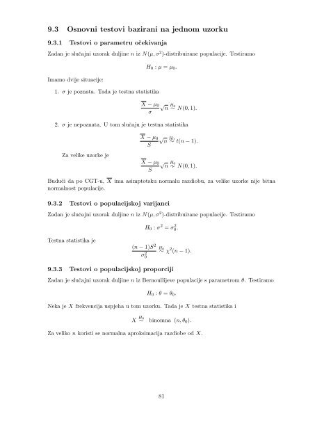 Vjerojatnost i matematička statistika - Poslijediplomski specijalistički ...