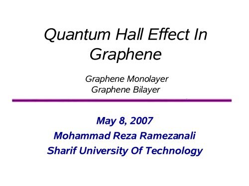 Quantum Hall Effect in Graphene