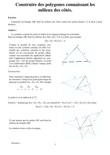 Construire des polygones connaissant les milieux des cÃ´tÃ©s.